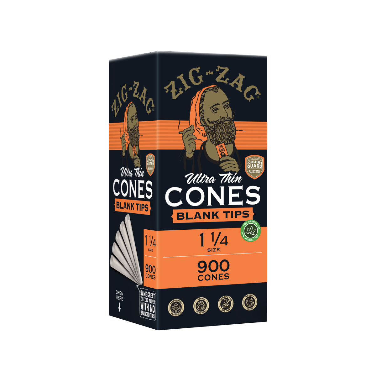 1 1/4 BLANK TIP Bulk Cones (900 Cone Carton) ZigZag Wholesale
