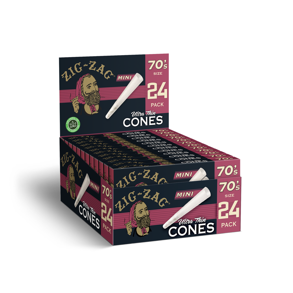 70's Ultra Thin Cones 24 Ct 12 Pack Carton ZigZag Wholesale