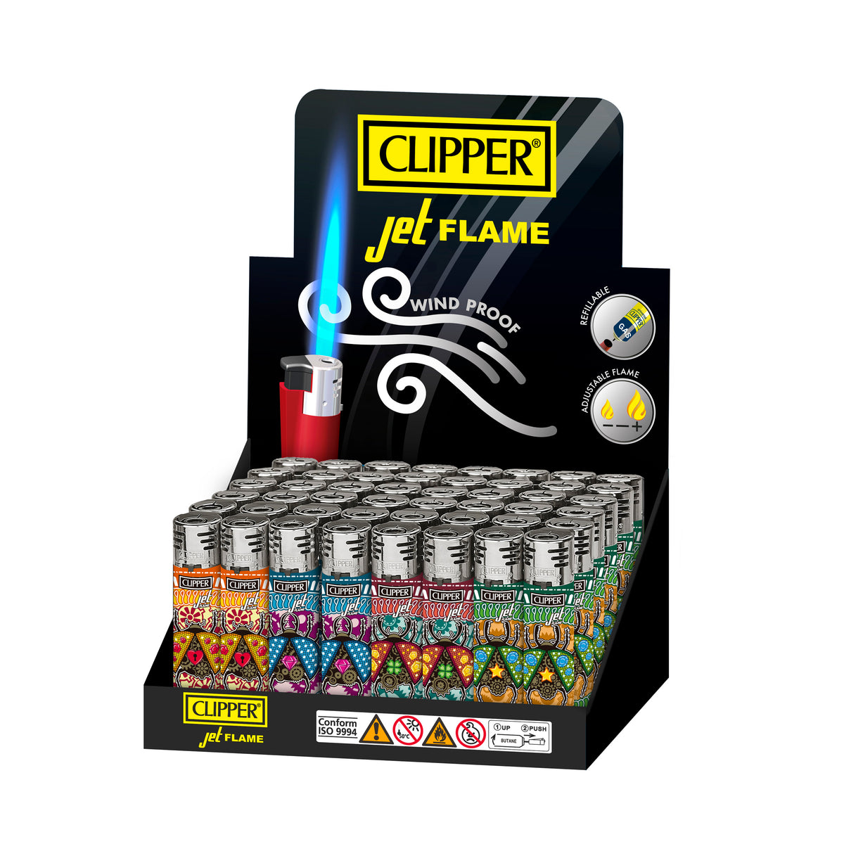 Schiller シラー　Flumpet フランペット Jet Flame Clipper Lighters: Shiny Beetle, 48 Tray | Zig-Zag
