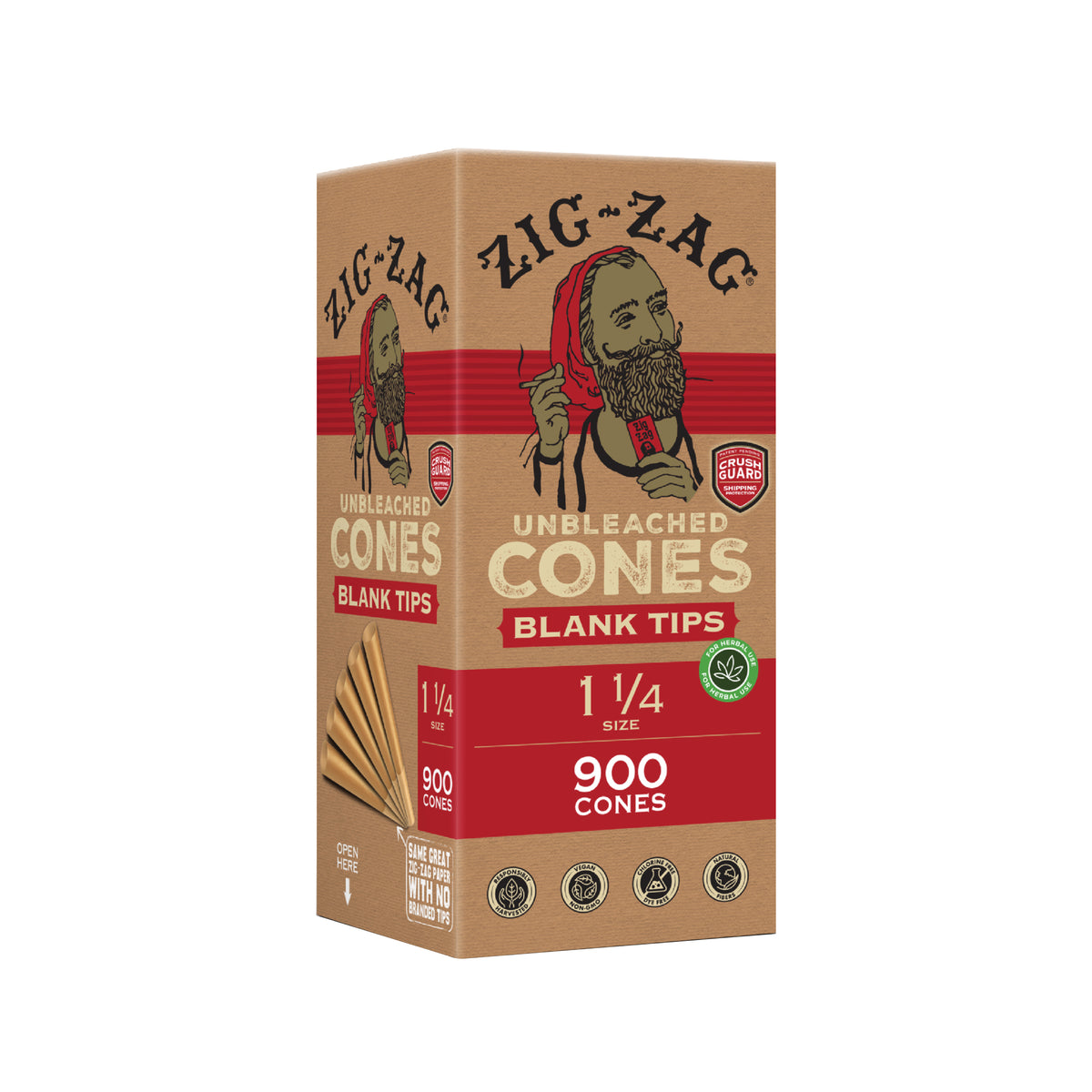 Bulk Unbleached Cones 1 1/4 Inch, 900 CT ZigZag ZigZag Wholesale