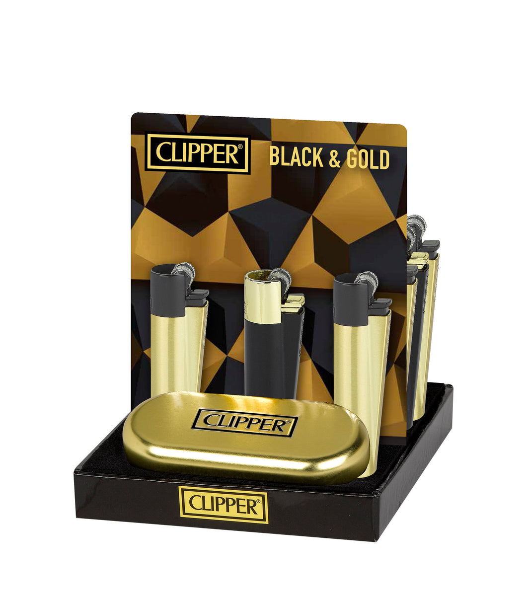 Wholesale Clipper Lighters Black/Gold ZigZag Wholesale
